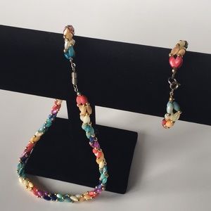 Multi Color Beaded Necklace & Bracelet Set